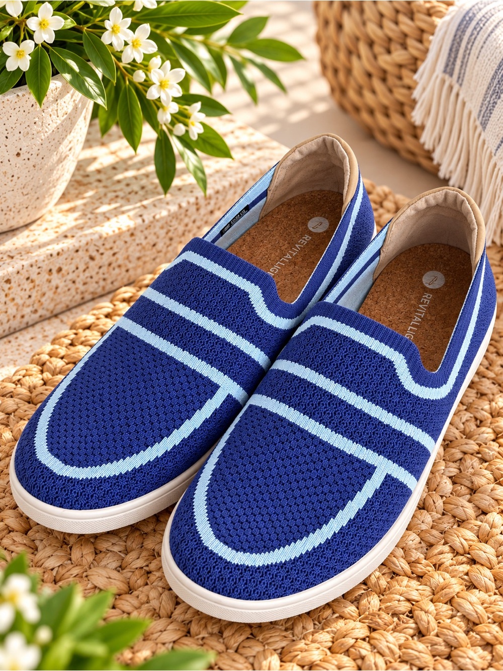 Revitalign Mariner Sola Skipper Blue Orthotic Slip-On Shoes Size 9 old money #91